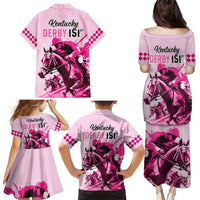 Kentucky Horse Racing Family Matching Puletasi Dress and Hawaiian Shirt 151st Anniversary Sporting Art Pink Version LT9