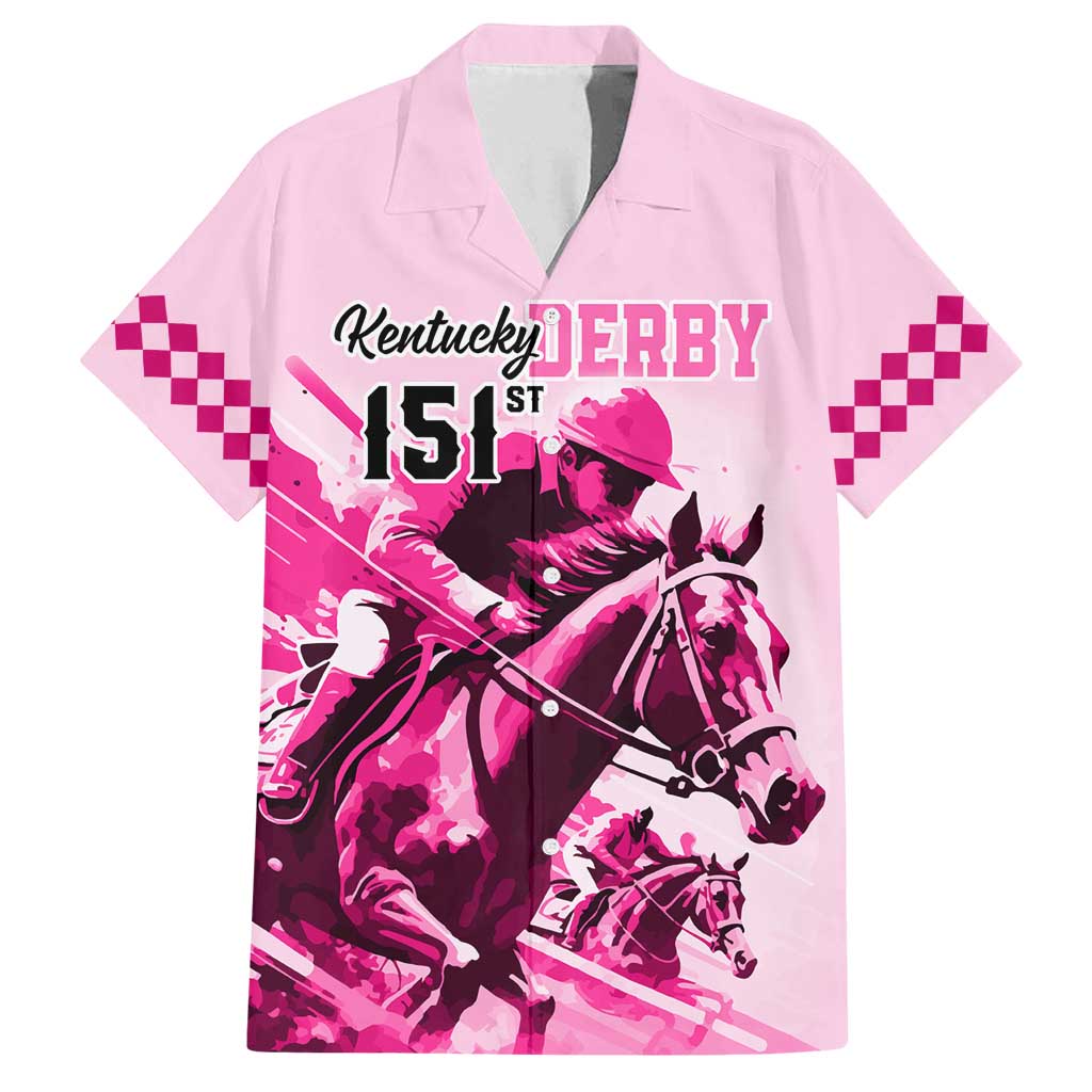 Kentucky Horse Racing Family Matching Puletasi Dress and Hawaiian Shirt 151st Anniversary Sporting Art Pink Version LT9