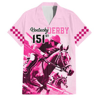 Kentucky Horse Racing Family Matching Short Sleeve Bodycon Dress and Hawaiian Shirt 151st Anniversary Sporting Art Pink Version LT9