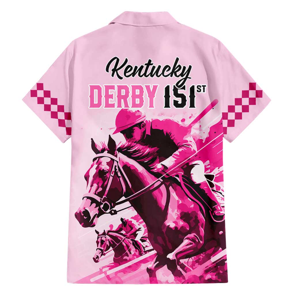 Kentucky Horse Racing Family Matching Short Sleeve Bodycon Dress and Hawaiian Shirt 151st Anniversary Sporting Art Pink Version LT9