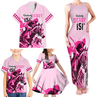 Kentucky Horse Racing Family Matching Tank Maxi Dress and Hawaiian Shirt 151st Anniversary Sporting Art Pink Version LT9
