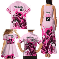 Kentucky Horse Racing Family Matching Tank Maxi Dress and Hawaiian Shirt 151st Anniversary Sporting Art Pink Version LT9