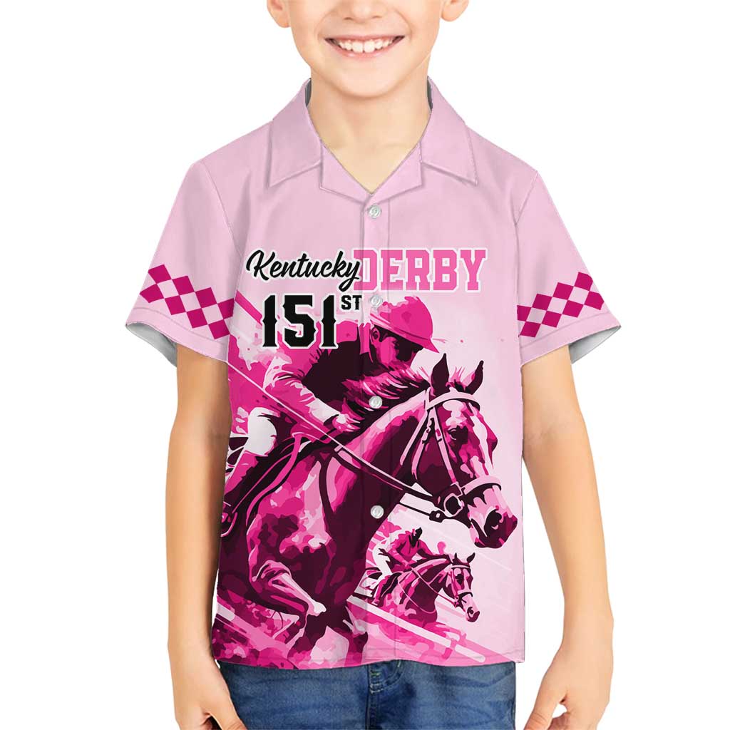 Kentucky Horse Racing Family Matching Tank Maxi Dress and Hawaiian Shirt 151st Anniversary Sporting Art Pink Version LT9
