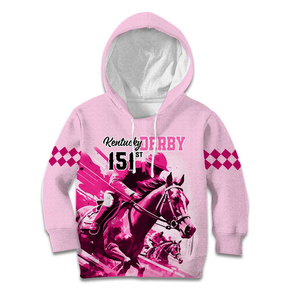 Kentucky Horse Racing Kid Hoodie 151st Anniversary Sporting Art Pink Version LT9