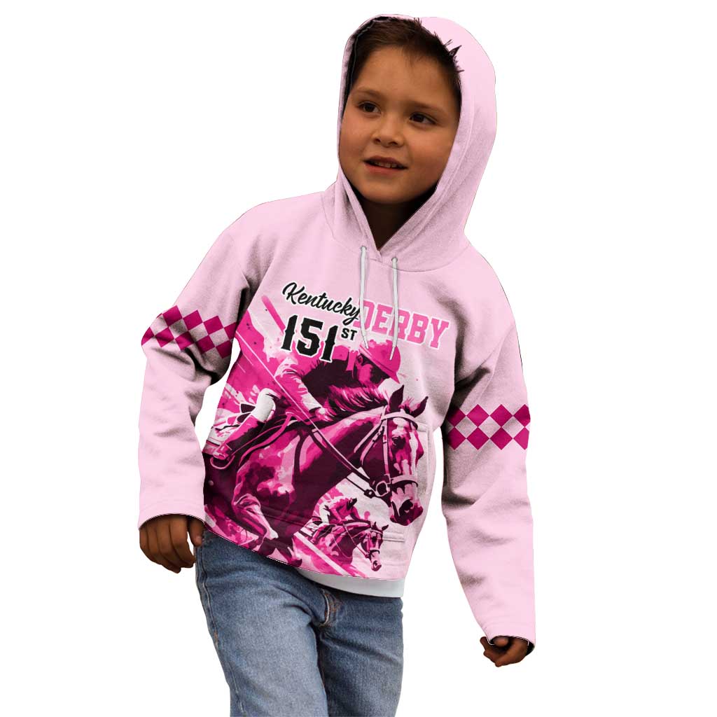Kentucky Horse Racing Kid Hoodie 151st Anniversary Sporting Art Pink Version LT9