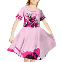 Kentucky Horse Racing Kid Short Sleeve Dress 151st Anniversary Sporting Art Pink Version LT9
