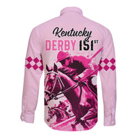 Kentucky Horse Racing Long Sleeve Button Shirt 151st Anniversary Sporting Art Pink Version LT9