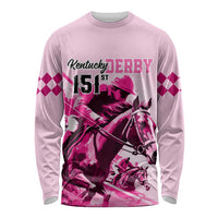Kentucky Horse Racing Long Sleeve Shirt 151st Anniversary Sporting Art Pink Version LT9