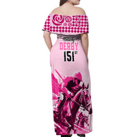 Kentucky Horse Racing Off Shoulder Maxi Dress 151st Anniversary Sporting Art Pink Version LT9