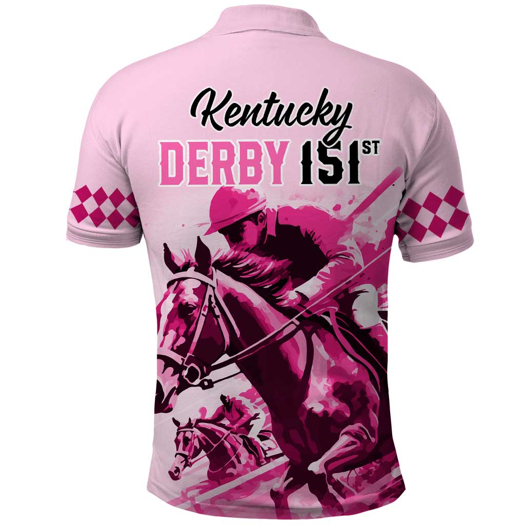 Kentucky Horse Racing Polo Shirt 151st Anniversary Sporting Art Pink Version LT9