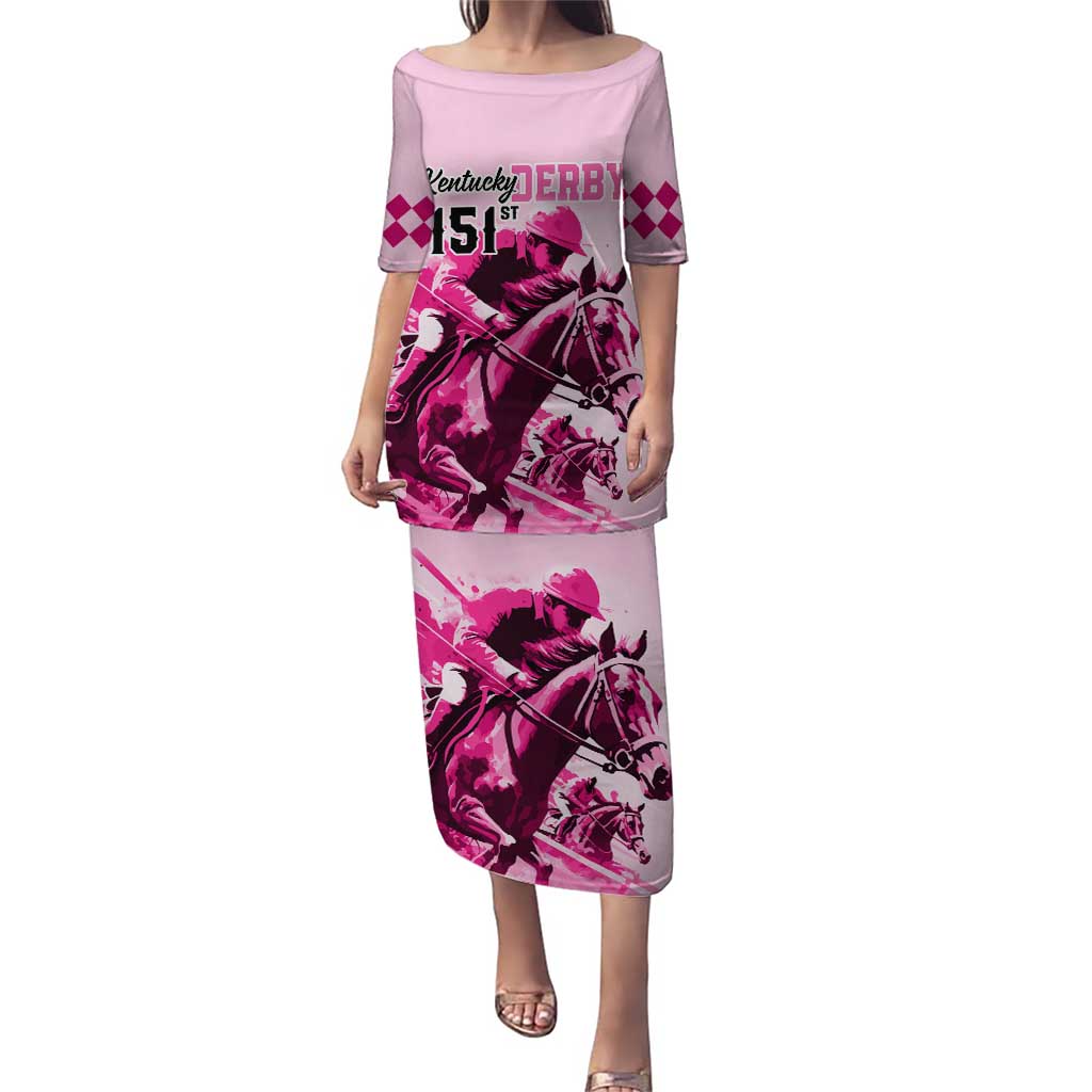 Kentucky Horse Racing Puletasi 151st Anniversary Sporting Art Pink Version LT9