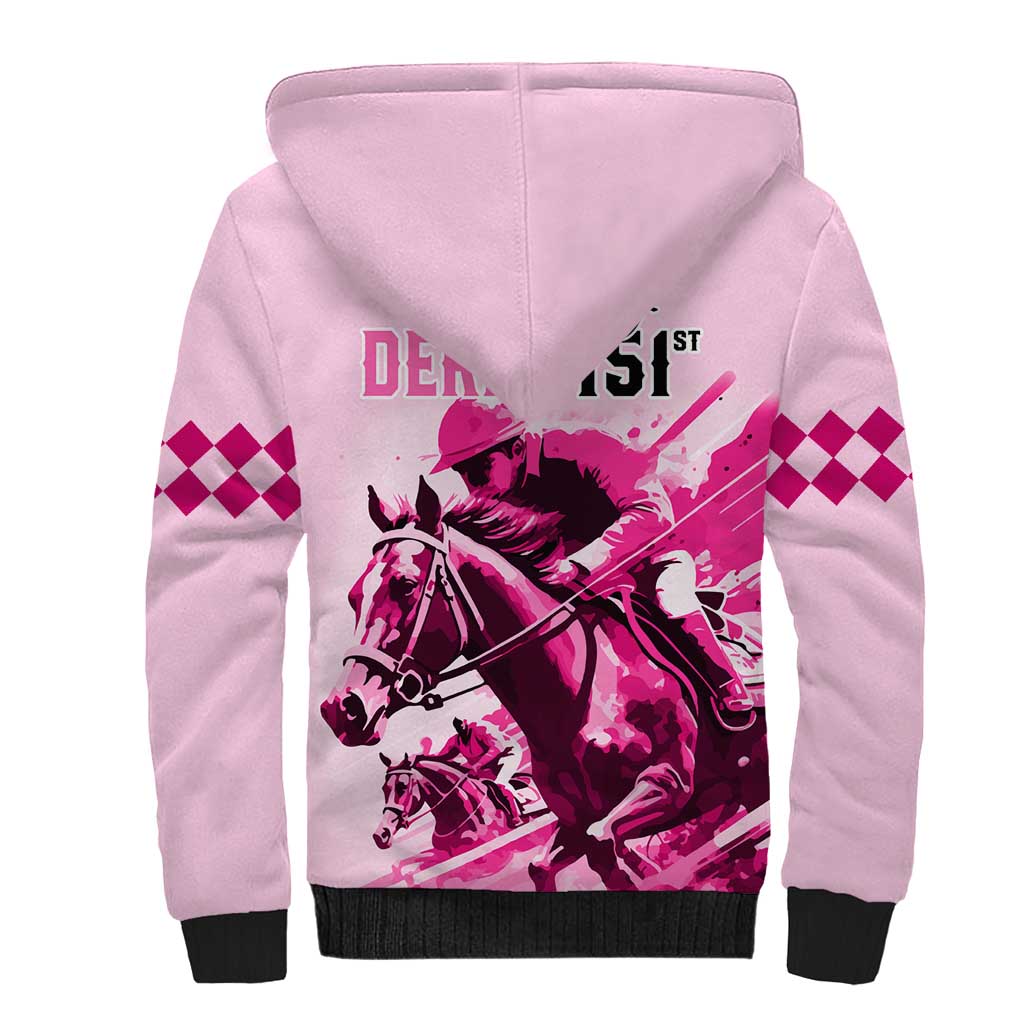 Kentucky Horse Racing Sherpa Hoodie 151st Anniversary Sporting Art Pink Version LT9