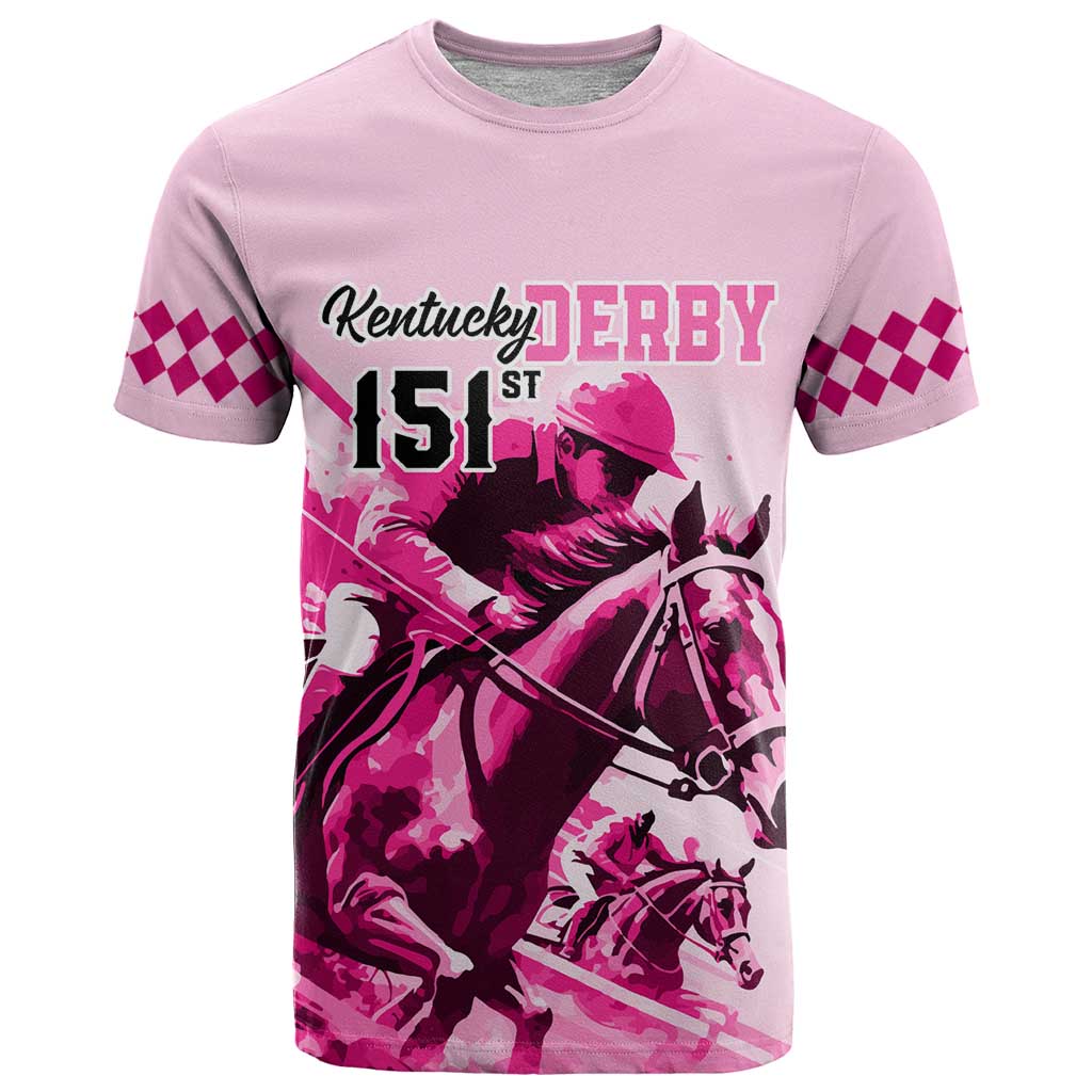 Kentucky Horse Racing T Shirt 151st Anniversary Sporting Art Pink Version LT9