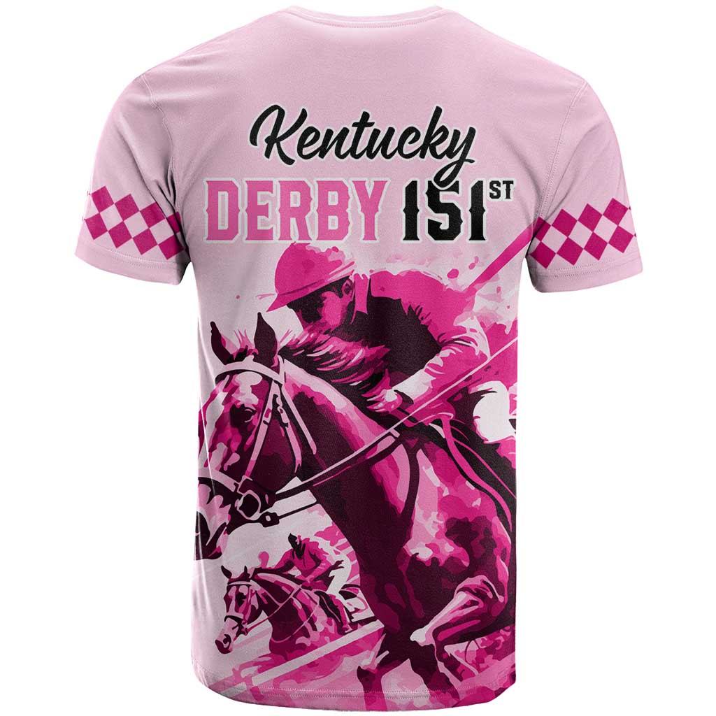 Kentucky Horse Racing T Shirt 151st Anniversary Sporting Art Pink Version LT9