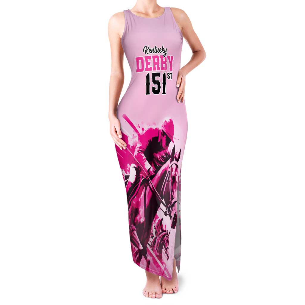 Kentucky Horse Racing Tank Maxi Dress 151st Anniversary Sporting Art Pink Version LT9