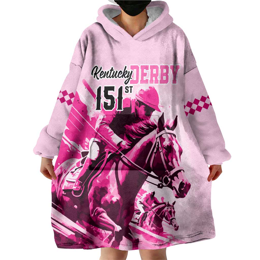 Kentucky Horse Racing Wearable Blanket Hoodie 151st Anniversary Sporting Art Pink Version LT9