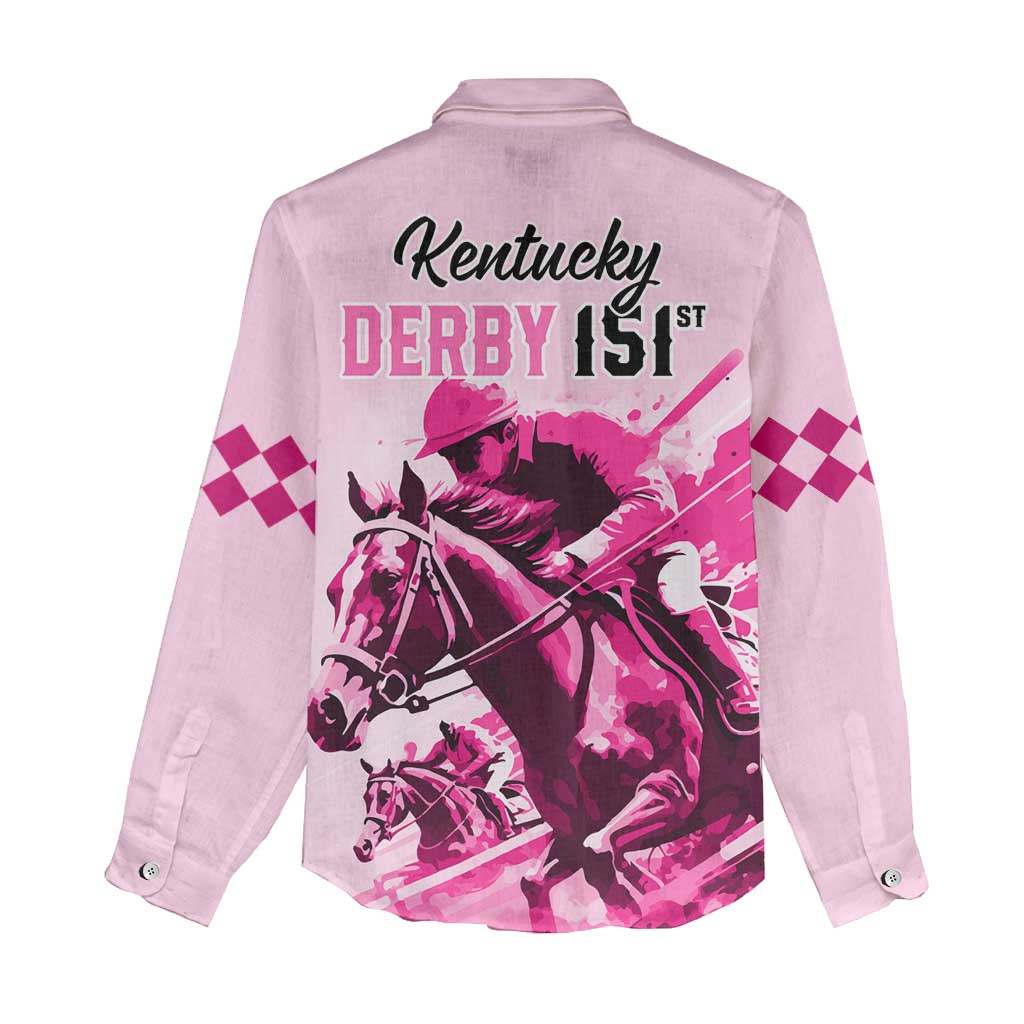 Kentucky Horse Racing Women Casual Shirt 151st Anniversary Sporting Art Pink Version LT9