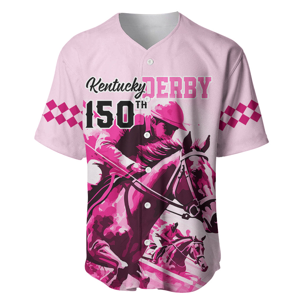 Personalised Kentucky Horse Racing Baseball Jersey 150th Anniversary Sporting Art Pink Version LT9 - Wonder Print Shop