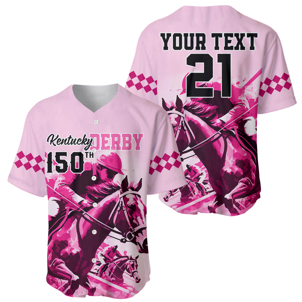 Personalised Kentucky Horse Racing Baseball Jersey 150th Anniversary Sporting Art Pink Version LT9 - Wonder Print Shop