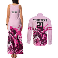 Personalised Kentucky Horse Racing Couples Matching Tank Maxi Dress and Long Sleeve Button Shirts 150th Anniversary Sporting Art Pink Version LT9 - Wonder Print Shop