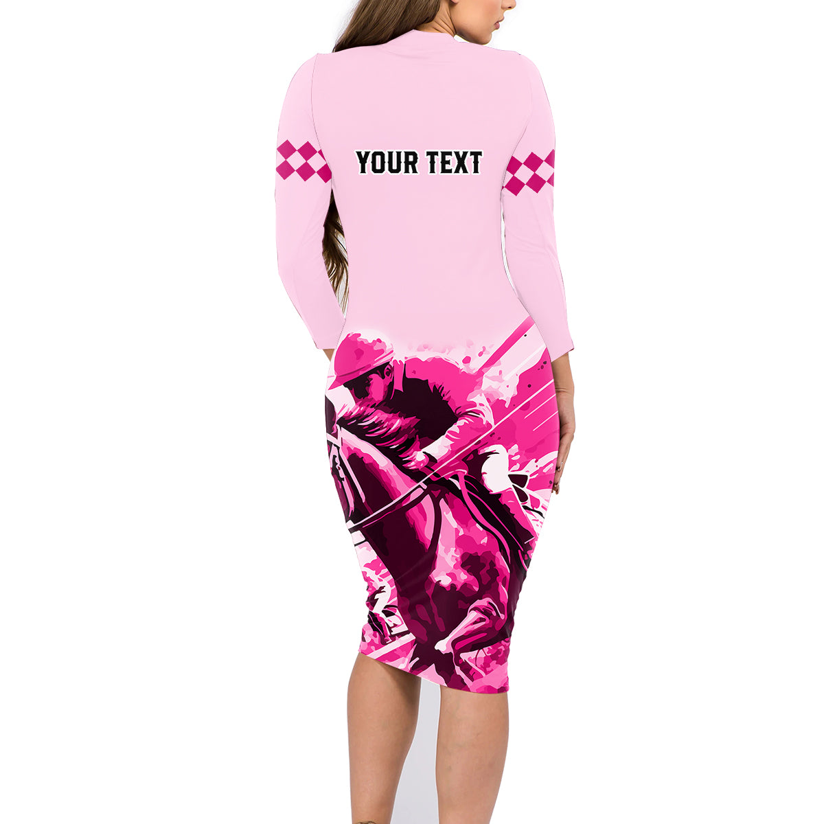 Personalised Kentucky Horse Racing Family Matching Long Sleeve Bodycon Dress and Hawaiian Shirt 150th Anniversary Sporting Art Pink Version LT9 - Wonder Print Shop
