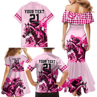 Personalised Kentucky Horse Racing Family Matching Mermaid Dress and Hawaiian Shirt 150th Anniversary Sporting Art Pink Version LT9 - Wonder Print Shop