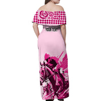 Personalised Kentucky Horse Racing Family Matching Off Shoulder Maxi Dress and Hawaiian Shirt 150th Anniversary Sporting Art Pink Version LT9 - Wonder Print Shop