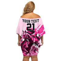 Personalised Kentucky Horse Racing Family Matching Off Shoulder Short Dress and Hawaiian Shirt 150th Anniversary Sporting Art Pink Version LT9 - Wonder Print Shop