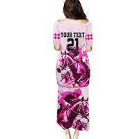Personalised Kentucky Horse Racing Family Matching Puletasi Dress and Hawaiian Shirt 150th Anniversary Sporting Art Pink Version - Wonder Print Shop