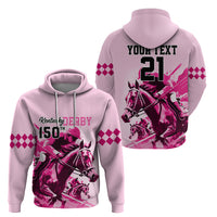 Personalised Kentucky Horse Racing Hoodie 150th Anniversary Sporting Art Pink Version - Wonder Print Shop