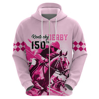 Personalised Kentucky Horse Racing Hoodie 150th Anniversary Sporting Art Pink Version - Wonder Print Shop