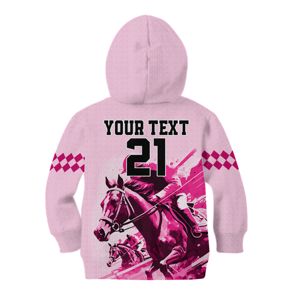 Personalised Kentucky Horse Racing Kid Hoodie 150th Anniversary Sporting Art Pink Version - Wonder Print Shop