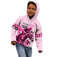 Personalised Kentucky Horse Racing Kid Hoodie 150th Anniversary Sporting Art Pink Version - Wonder Print Shop