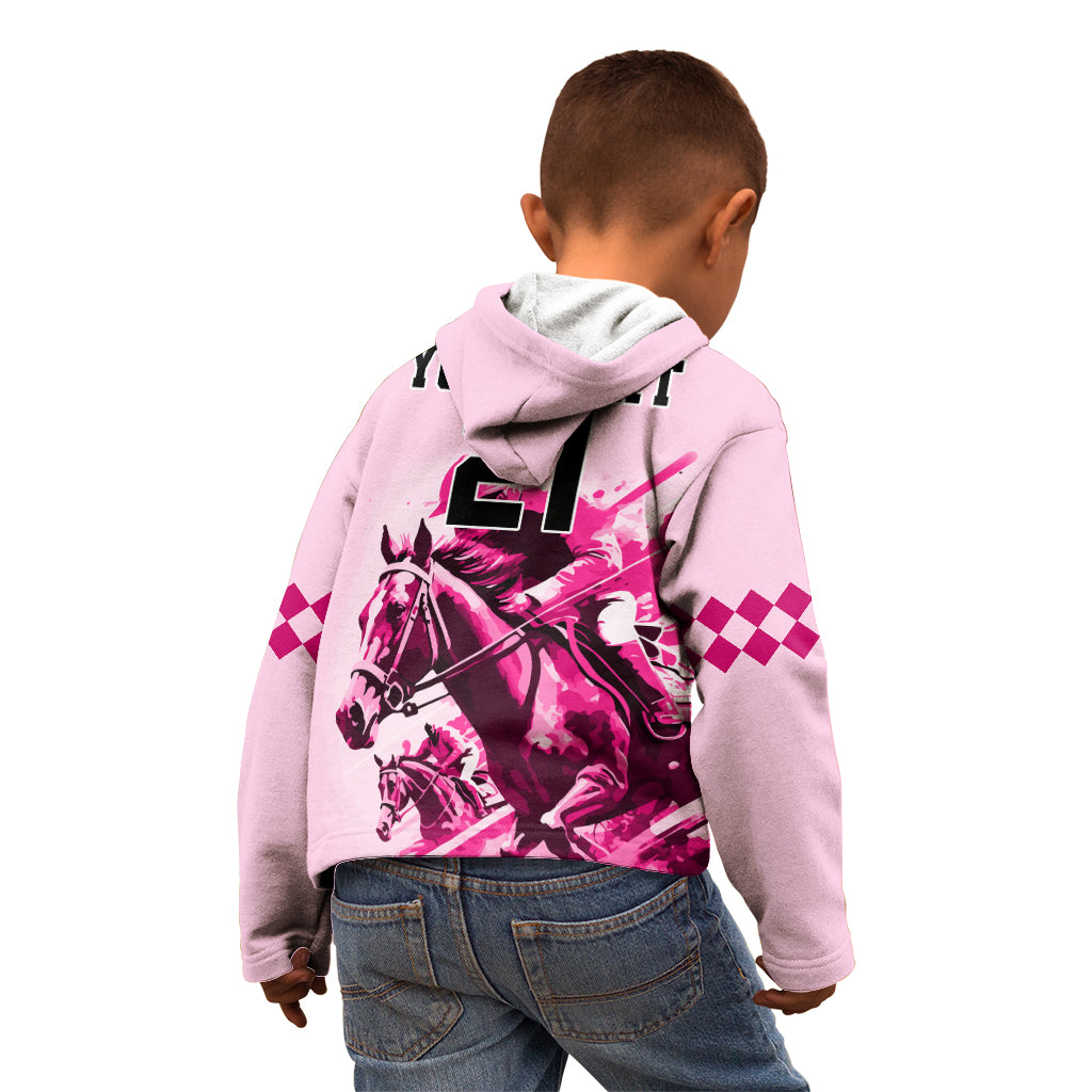 Personalised Kentucky Horse Racing Kid Hoodie 150th Anniversary Sporting Art Pink Version - Wonder Print Shop