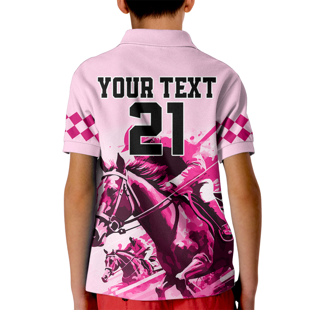 Personalised Kentucky Horse Racing Kid Polo Shirt 150th Anniversary Sporting Art Pink Version - Wonder Print Shop