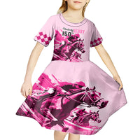 Personalised Kentucky Horse Racing Kid Short Sleeve Dress 150th Anniversary Sporting Art Pink Version - Wonder Print Shop