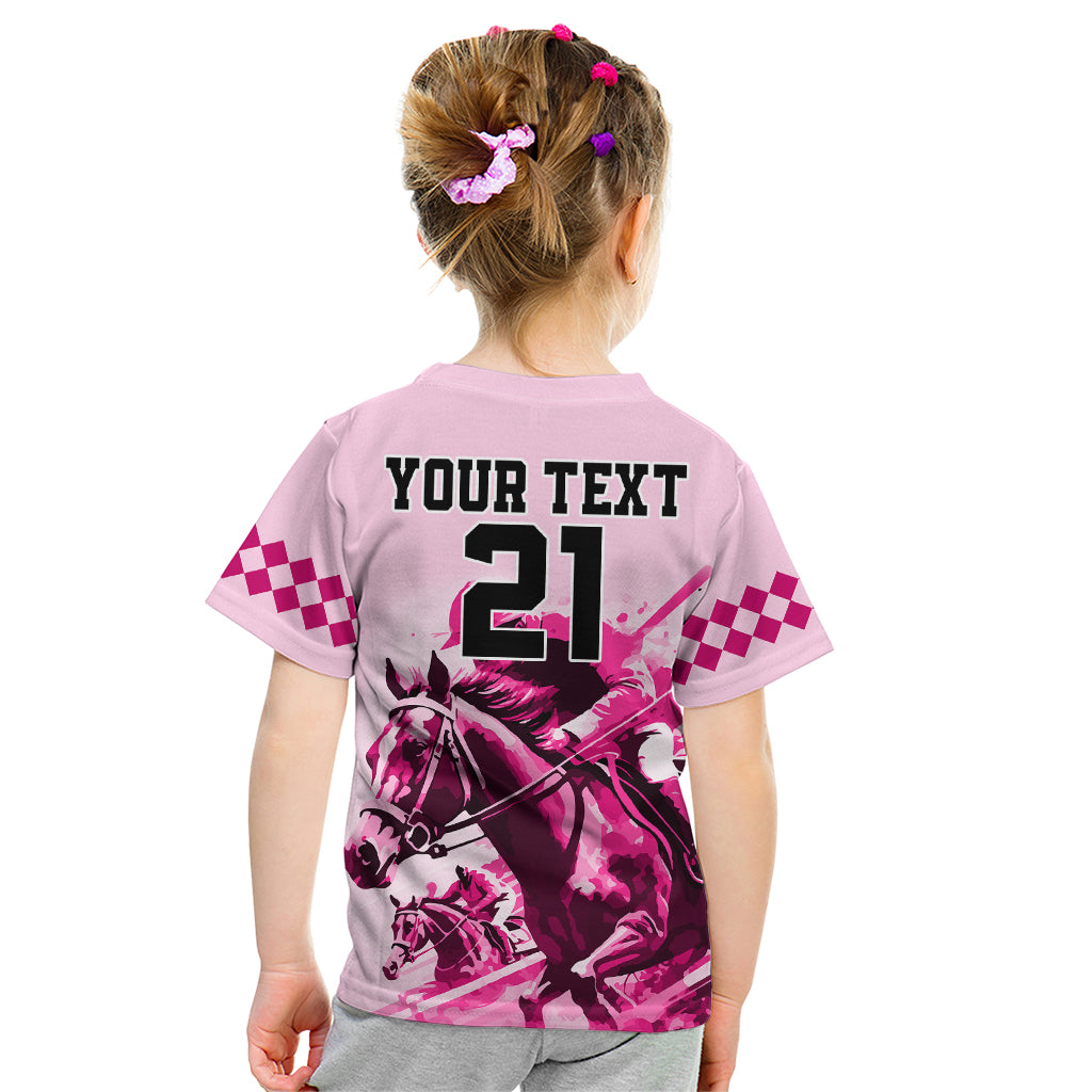 Personalised Kentucky Horse Racing Kid T Shirt 150th Anniversary Sporting Art Pink Version - Wonder Print Shop