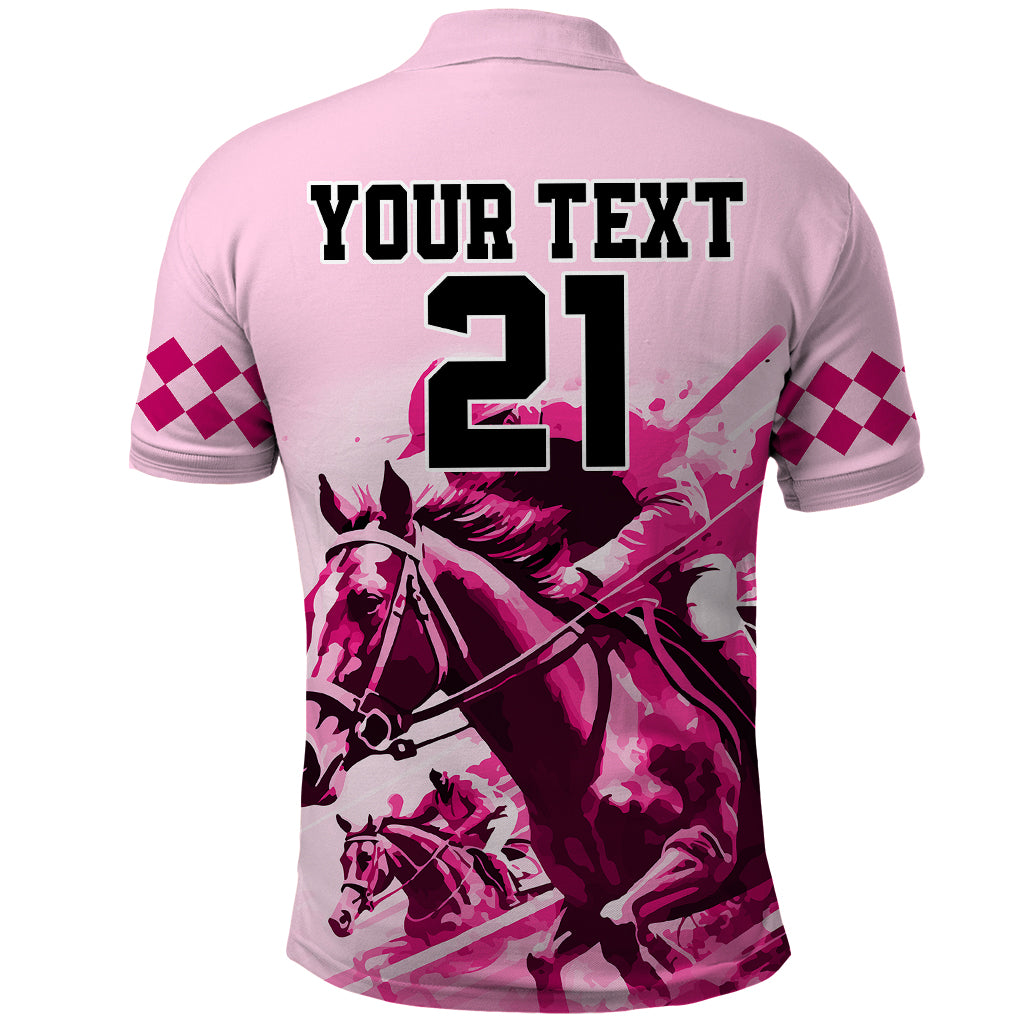 Personalised Kentucky Horse Racing Polo Shirt 150th Anniversary Sporting Art Pink Version - Wonder Print Shop