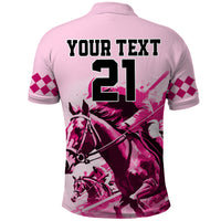 Personalised Kentucky Horse Racing Polo Shirt 150th Anniversary Sporting Art Pink Version - Wonder Print Shop