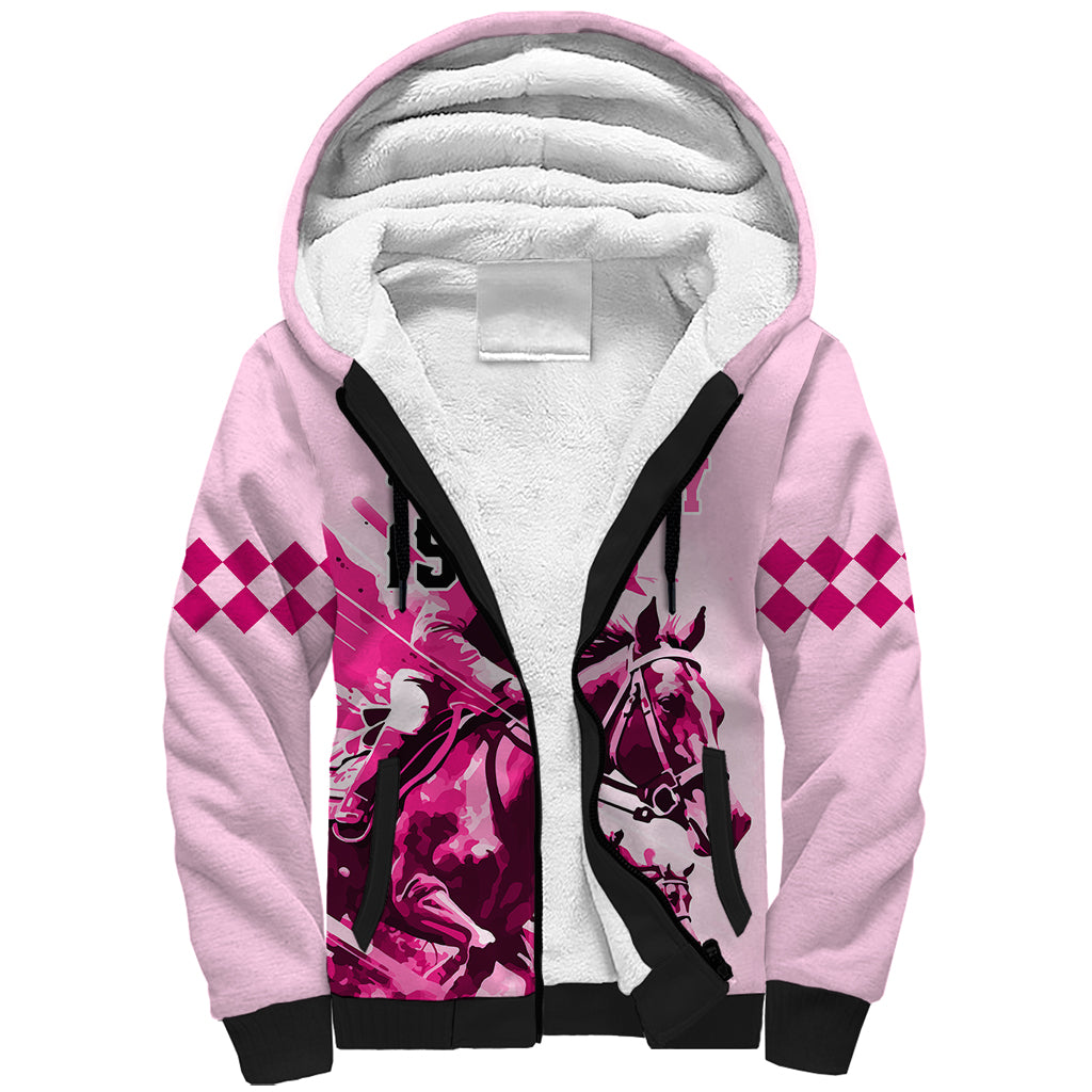 Personalised Kentucky Horse Racing Sherpa Hoodie 150th Anniversary Sporting Art Pink Version - Wonder Print Shop