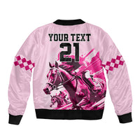 Personalised Kentucky Horse Racing Sleeve Zip Bomber Jacket 150th Anniversary Sporting Art Pink Version - Wonder Print Shop