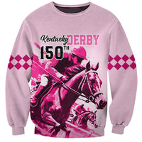 Personalised Kentucky Horse Racing Sweatshirt 150th Anniversary Sporting Art Pink Version - Wonder Print Shop