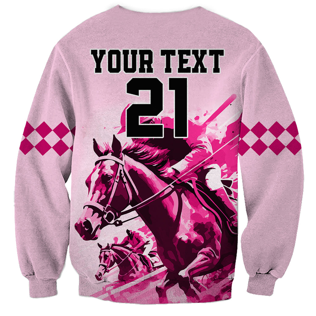 Personalised Kentucky Horse Racing Sweatshirt 150th Anniversary Sporting Art Pink Version - Wonder Print Shop