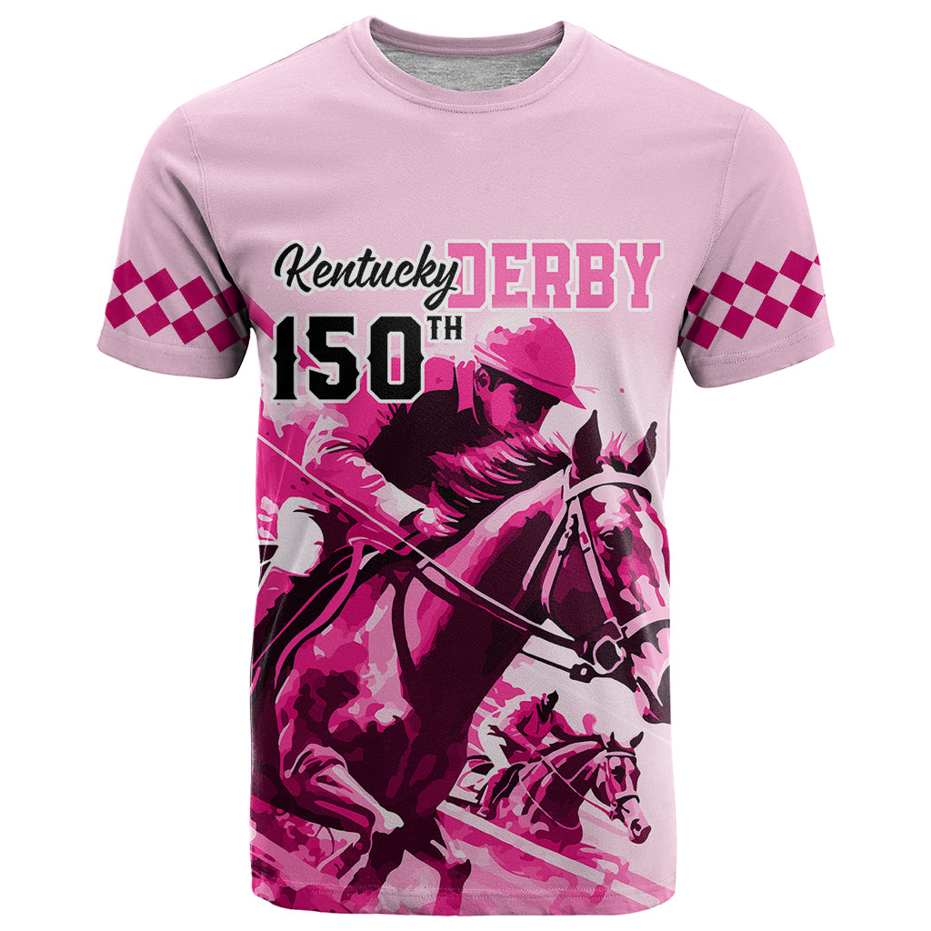 Personalised Kentucky Horse Racing T Shirt 150th Anniversary Sporting Art Pink Version - Wonder Print Shop