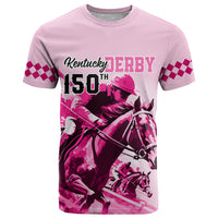 Personalised Kentucky Horse Racing T Shirt 150th Anniversary Sporting Art Pink Version - Wonder Print Shop