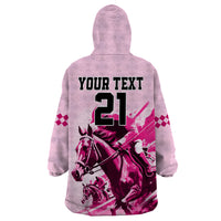 Personalised Kentucky Horse Racing Wearable Blanket Hoodie 150th Anniversary Sporting Art Pink Version - Wonder Print Shop