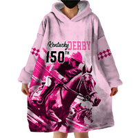 Personalised Kentucky Horse Racing Wearable Blanket Hoodie 150th Anniversary Sporting Art Pink Version - Wonder Print Shop