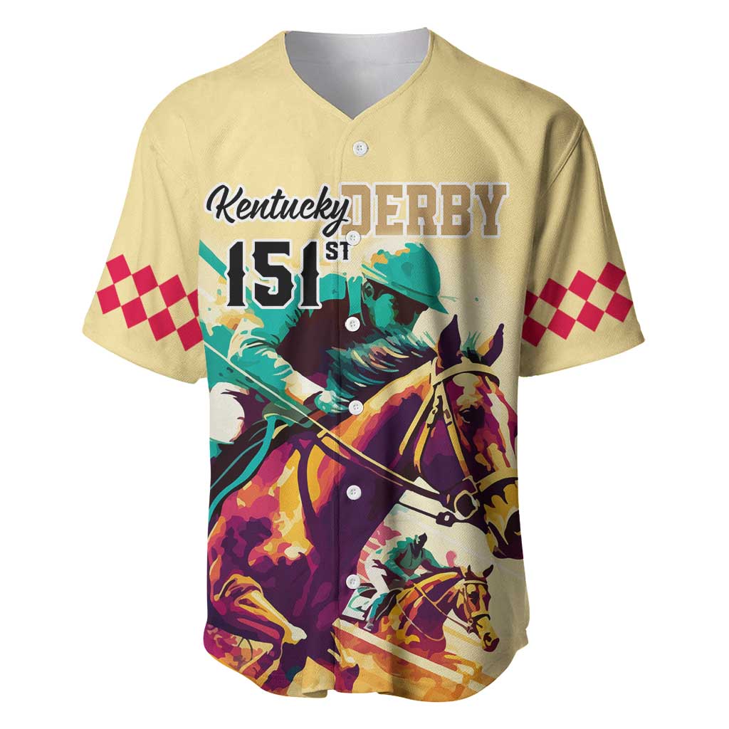 Kentucky Horse Racing Baseball Jersey 151st Anniversary Sporting Art Gold Version LT9