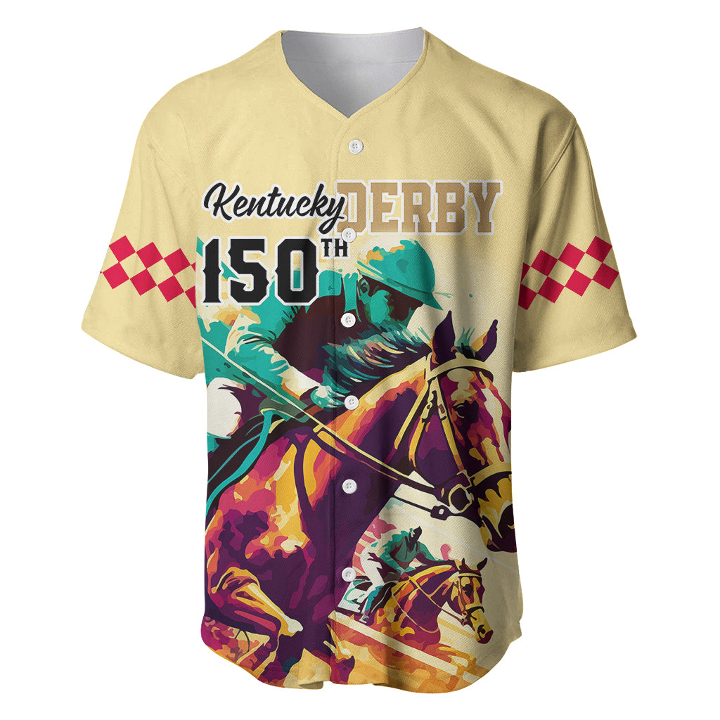 kentucky-horse-racing-baseball-jersey-150th-anniversary-sporting-art-gold-version