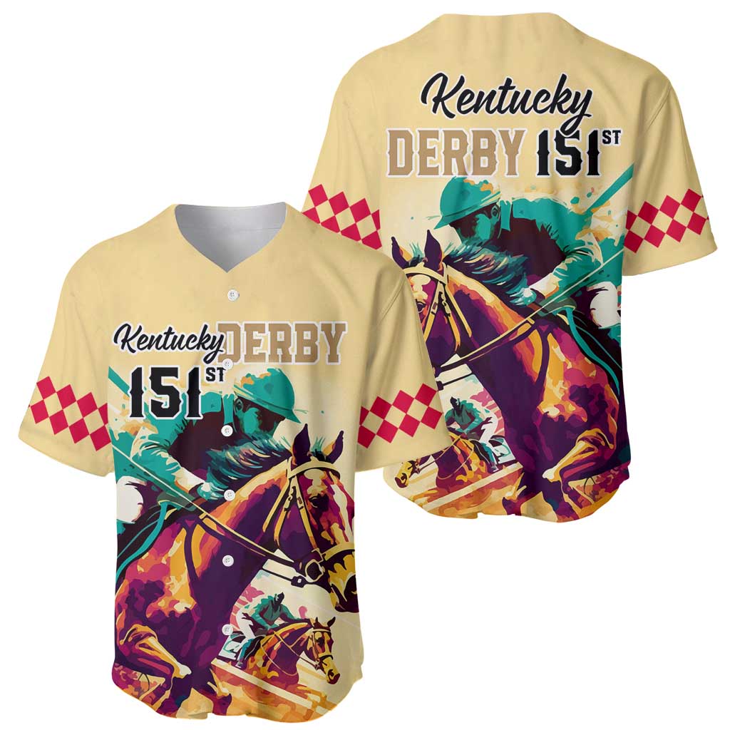 Kentucky Horse Racing Baseball Jersey 151st Anniversary Sporting Art Gold Version LT9